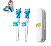 2 paires de baguettes d'entraînement pour enfants - Baguettes chinoises pour débutants avec assistant pour apprendre à prendre en main - Motif animal de dessin animé - Convient aux personnes âgées