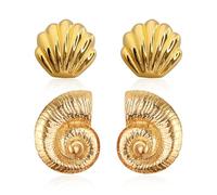 2 Paires De Boucles D’Oreilles Shell, Boucles D’Oreilles Gold Shell, Bijoux Créature Marine, Boucles D’Oreilles Personnalisées De Style Vacances, Boucles D’Oreilles Summer Beach