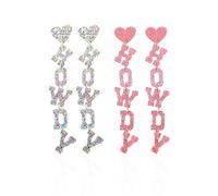 2 Paires De Boucles D’Oreilles Western Cowboy, Boucles D’Oreilles Pendentif Lettre, Accessoires Cowgirl, Pendentifs Bijoux Cowboy Colorés, Boucles D’Oreilles Accessoires Vestimentaires