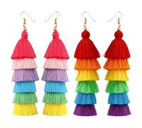 2 paires de boucles d'oreilles colorées à pampilles, boucles d'oreilles arc-en-ciel, accessoires de fierté pour femmes, vêtements de fierté pour femmes, accessoires de fierté arc-en-ciel