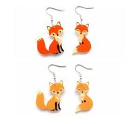 2 paires de boucles d'oreilles en acrylique pour femmes et filles, ensemble de boucles d'oreilles en acrylique mignon petit renard cadeau créatif unique ensemble de bijoux pour décoration de fête