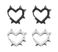 2 Paires De Boucles d'oreilles en Forme De Cœur, Boucles d'oreilles De Style Punk, Boucles d'oreilles À La Mode, Boucles d'oreilles De Style Gothique, Accessoires Vestimentaires