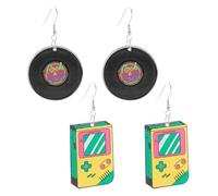 2 Paires De Boucles D'Oreilles En Forme D'Enregistrement, Boucles D'Oreilles Rétro, Boucles D'Oreilles Créatives, Boucles D'Oreilles À La Mode Et Personnalisées, Boucles D'Oreilles En Acrylique