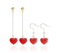 2 Paires De Boucles d'oreilles en Strass, De Boucles d'oreilles À Cœur Rouge pour Femmes Simples Et À La Mode, De Bijoux Suspendus, D'Ornements De Vêtements, De Cadeaux Romantiques.