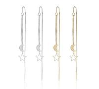 2 Paires De Boucles D'Oreilles Étoile Et Lune, Boucles D'Oreilles Simples À La Mode, Boucles D'Oreilles Longues, Boucles D'Oreilles À Pampilles, Boucles D'Oreilles Élégantes, Bijoux Pour Femmes