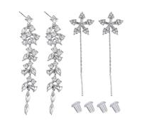 2 Paires de Boucles d'Oreilles Longues Strass, Pendantes et Scintillantes pour Femme
