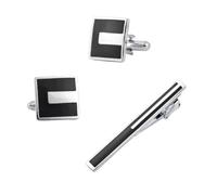 2 Paires De Boutons De Manchette En éMail Noir, Pince à Cravate, Chemise FrançAise Homme, Ensemble De Pinces à Cravate