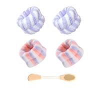 2 Paires De Bracelets De Lavage Du Visage, 1 Brosse Nettoyante Pour Le Visage Double Face, Bracelets En Peluche Absorbants, Accessoires De Lavage Du Visage