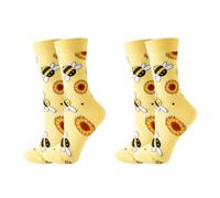 2 Paires de Chaussettes Abeille en Coton Doux - Animaux de Dessin Animé, Chaudes et Intéressantes pour Femmes et Filles