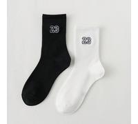 2 paires de chaussettes de base pour hommes avec motif numérique brodé, style quatre saisons, tailles européennes et américaines, taille suffisante, confortable, respirant, résistant et non étouffant,