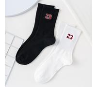2 paires de chaussettes de base pour hommes avec motif numérique brodé, style quatre saisons, tailles européennes et américaines, taille suffisante, confortable, respirante, résistante à l'usure et no