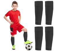 2 paires de chaussettes de football pour enfants, manches élastiques pour chaussettes pour enfants, chaussettes de football coupées pour enfants, chaussettes de sport pour le football (noir)