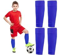 2 paires de chaussettes de football pour enfants, manches élastiques pour chaussettes pour enfants, chaussettes de football coupées pour enfants, chaussettes de sport pour le football (bleu)