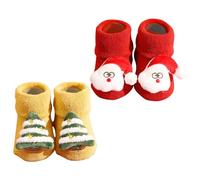 2 Paires De Chaussettes De Noel Enfant, Chaussette Noel Enfant Antiderapante, Coton, Pour 0-3 Ans, Avec Eléments De Dessin Animé De Noël Mignons En 3D, Cadeau De Noël Pour Les Tout-Petits, Taille M