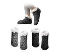 2 paires de chaussettes d'hiver pour hommes, chaussettes épaisses et chaudes, chaussettes en coton polaire résistant au froid, chaussettes de sol d'hiver (gris foncé, noir, taille 39-44)