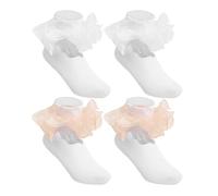 2 Paires De Chaussettes En Dentelle Pour Bébé Fille, Chaussettes Pour Bébé Fille Mi-Mollet, Chaussettes Mignonnes, Chaussettes En Dentelle, Chaussettes Pour Bébé Fille Douces Et Respirantes