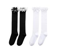2 Paires De Chaussettes Femme Nœud, Chaussettes Femme Dentelle, Chaussettes Longues Femme, Chaussettes À Volants Femme, Chaussettes Coton Femme Mignonnes