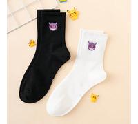 2 paires de chaussettes mi-mollet unisexes à motif de série Pokémon brodé, style sportif, convenant à toutes les saisons, tailles européennes et américaines, confortables, respirantes et durables, aux