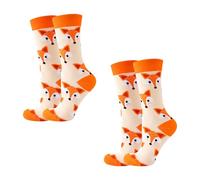 2 Paires De Chaussettes Motif Renard, Chaussettes Animaux Mi-Mollet, Chaussettes Dessin Animé Mignonnes, Chaussettes Rigolotes, Chaussettes Douces Et Confortables