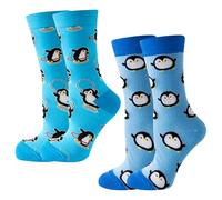 2 Paires De Chaussettes Pingouin, Chaussettes Mi-Mollet Animal De Dessin Animé, Chaussettes En Coton Confortables Et Respirantes, Unisexes, Chaussettes Amusantes, Chaussettes Mignonnes