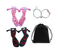 2 Paires De Chaussettes Portatifs, 2 Bracelets De 2 Pièces, Un Sac De Rangement Noir 1 Pièce, Des Chaussettes Confortables Et Respirantes, Un Cadeau De La Saint-Valentin.