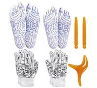 2 Paires De Chaussettes Pour Points D'Acupuncture, 1 Morceau De Masseur, 2 Morceaux De Bâtons De Massage, 2 Paires De Gants De Massage, Chaussettes Avec Diagramme De Méridien De Semelle