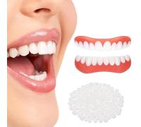 2 Paires De Facettes Dentaires À Clipser, Sourire Temporaire Blanchiment Des Fausses Dents Inférieures Et Supérieures, Prothèses Dentaires Ajustables En Silicone Pour Hommes Et Femmes