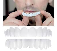 2 Paires De Fausses Dents, Perfect Smile Prothèses Dentaires, Snap on Facettes Dentaires Cosmétiques, Blanchiment Temporaire Confort Dents Artificielles Supérieures Et Inférieures