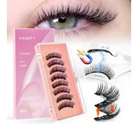 2 paires de faux cils magnétiques avec pince à épiler. Cils épais croisés réutilisables avec applicateur. Cils naturels de design mixte pour un port quotidien, le travail, les études, les voyages, les
