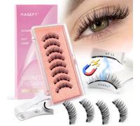 2 paires de faux cils magnétiques, comprend un recourbe-cils professionnel, réutilisable, sans colle nécessaire, faux cils en vison synthétique doux, convient pour le maquillage quotidien, outil de ma