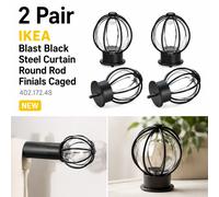 2 paires de finitions de tringle ronde pour rideaux IKEA en acier noir souffl...