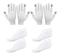 2 Paires De Gants, 2 Paires De Chaussettes, Gants Et Chaussettes En Coton Blanc, Gants Pour Écran Tactile, Protection Des Mains Et Des Pieds, Unisexe, Gants Hydratants