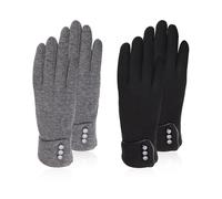 2 Paires De Gants À Écran Tactile, Gants D'Hiver, Gants Chauds, Gants Coupe-Vent, Gants Pour Femmes, Gants Simples À La Mode, Gants De Cyclisme (Noir, Gris)