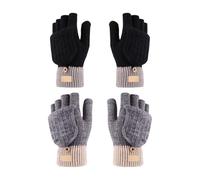 2 Paires De Gants À Rabat Pour Femmes, Gants Sans Doigts Pour Femmes, Gants Thermiques Pour Femmes, Gants D'Hiver Chauds Pour Hommes, Gants De Travail Sans Doigts