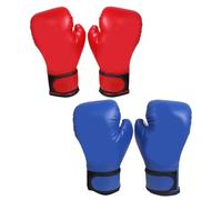 2 Paires de Gants de Boxe pour Hommes et Femmes, Gants Boxe Rouges et Bleus, PU Respirant avec Ruban Fixation, Mitaines rembourrées pour l'entraînement, l'exercice, Le Jeu, Les Femmes