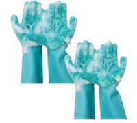 2 Paires de gants de toilettage en silicone Pet glove - - Vert - Adulte - Lavable en machine, brosse/nettoie vos animaux