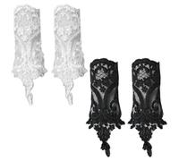 2 Paires De Gants En Dentelle Brodés Pour Femmes, Manches Sans Doigts Pour La Fête De Mariage De Bal