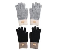 2 Paires De Gants Pour Écran Tactile, Gants D'Hiver, Gants De Sport, Gants Chauds, Gants Tricotés À La Mode, Accessoires D'Extérieur (Noir, Gris Clair)