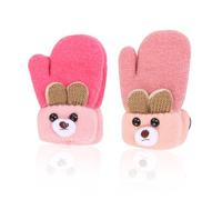 2 paires de gants pour enfants, gants chauds pour bébés, gants tricotés pour enfants, gants chauds d'hiver coupe-vent mignons pour enfants, gants anti-froid épais en velours, rouge, rose clair, taille