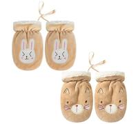 2 paires de gants pour enfants, gants mignons de dessin animé, gants chauds d'hiver, fournitures d'hiver pour bébé, gants en peluche