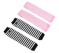 2 Paires De Manches Rayées Bicolores, Gants Demi-Doigts, Manches Rayées Colorées, Manches Tricotées, Manches Femme