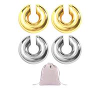 2 Paires De Manchettes D'Oreilles Épaisses, 1 Pochette À Bijoux, Manchettes D'Oreilles En Argent, Manchettes D'Oreilles En Argent, Boucles D'Oreilles Légères En Acier Inoxydable