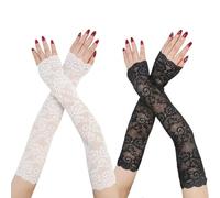 2 Paires De Manchettes en Dentelle, Gants en Dentelle, Gants sans Doigts, Gants De Fête, Manchettes Décoratives, Manchettes De Protection Solaire, Accessoires Vestimentaires Multifonctionnels