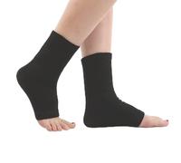 2 paires de manchons de pied en bambou compressés, chaussettes de compression en bambou à bout ouvert anti-fatigue pour dormir, chaussettes apaisantes pour la neuropathie (Black)