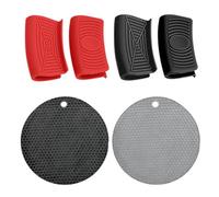 2 paires de maniques en silicone, 2 coussins d'isolation thermique, poignées en silicone résistantes à la chaleur, poignées de casseroles, outils de poignée en silicone, outils de cuisine pour