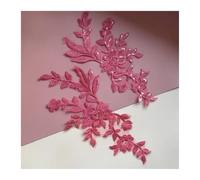 2 Paires De Patchs En Dentelle | Matériaux for robe de mariée florale classique à paillettes claires(Red)