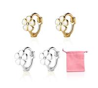 2 paires de petites boucles d'oreilles fleurs, 1 pochette à bijoux, boucles d'oreilles fleurs, boucles d'oreilles femme, boucles d'oreilles marguerite, bijoux boucles d'oreilles