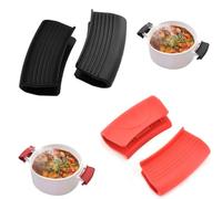 2 Paires de Poignées en Silicone pour Casseroles, Antidérapants, Résistants à la Chaleur, poignee amovible universelle Silicone d'Assistance,Manchons de Poignée en Silicone (Noir, Gris)