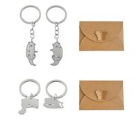 2 Paires De Porte-Clés Et 2 Enveloppes, Pendentifs De Couple Mignons, Pendentifs De Sac De Dessin Animé Drôle, Sacs D'Enveloppe De Bricolage Exquis, Cadeaux d'anniversaire.