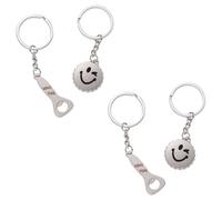 2 paires de porte-clés pour couple, décapsuleur et porte-clés smiley. Superbes cadeaux pour votre femme, mari, petite amie, petit ami pour Noël, les anniversaires et les anniversaires